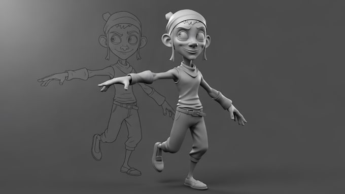turn 2d sketch to 3d character model, custom toys full body render, stl printing
