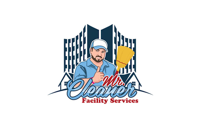 design professional cleaner facility services logo