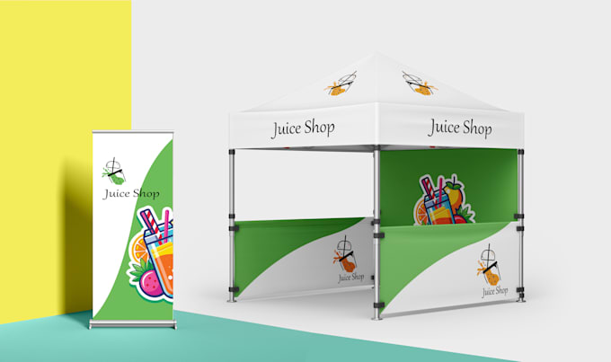 design canopy tent, table cloth, roll up banner and  flag