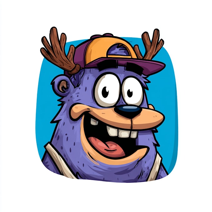 create 2d vector character, cartoon mascot, animal sticker