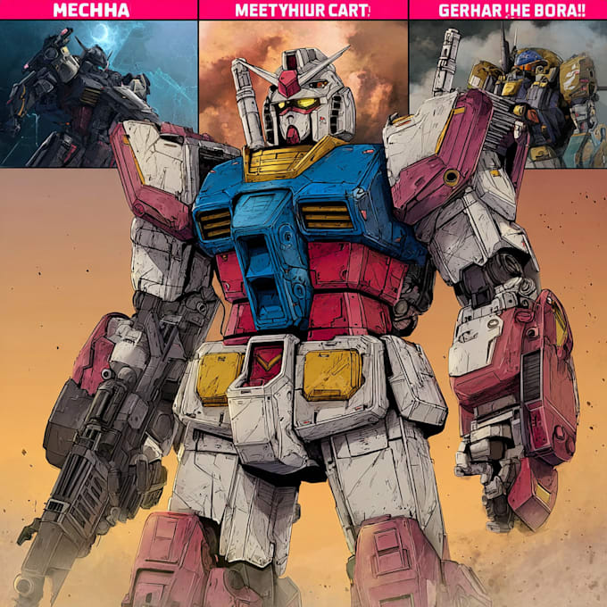 design futuristic mecha robots and pilots cyberpunk
