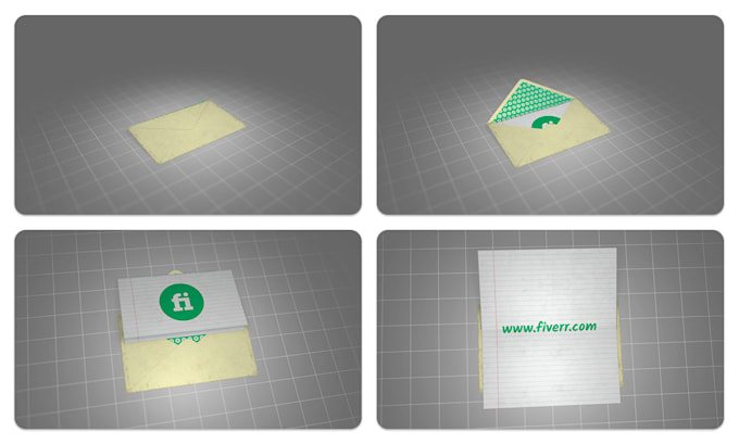 create an animated postcard with a 3d envelope and a message