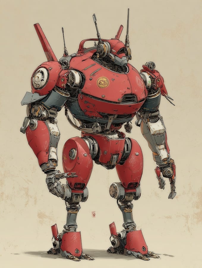 draw mecha robot character sheet design