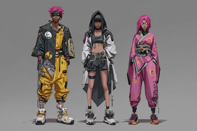 design cyberpunk and fantasy character splash art