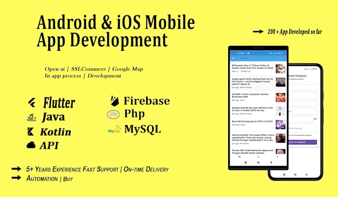 create custom android mobile app using java kotlin