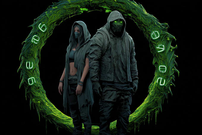 create unique fantasy cyberpunk horror logo for games