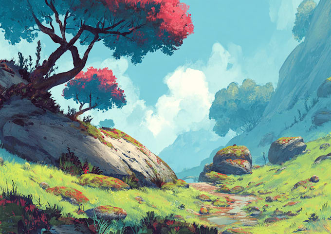 paint landscape and architechtural structure with watercolor