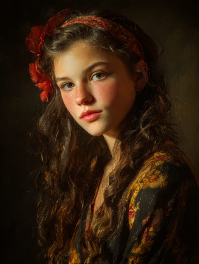make a stunning digital oil painting portraits