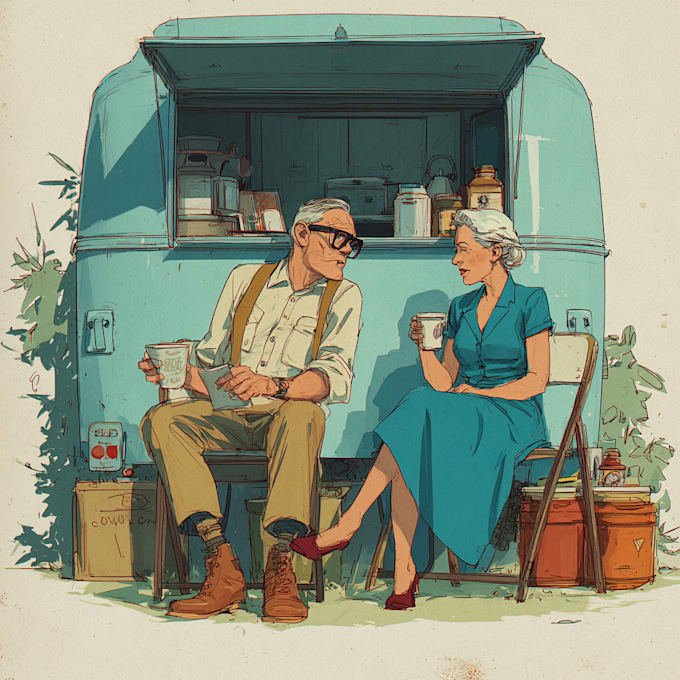 draw vintage illustration, 70s design and retro comic art