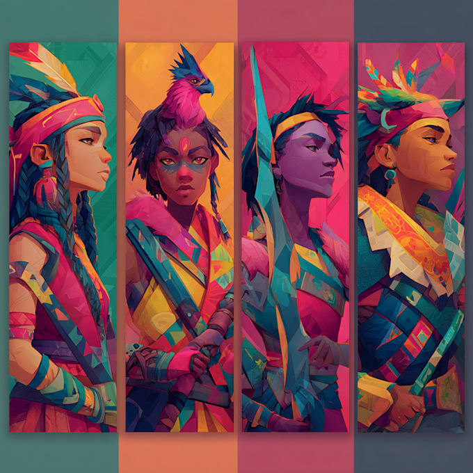 do expressive colorful abstract portrait