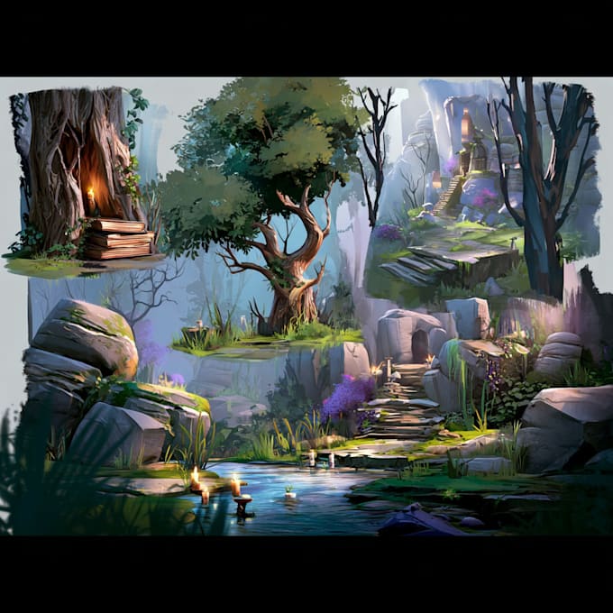 do realistic 2d concept, environment concepts, or animations