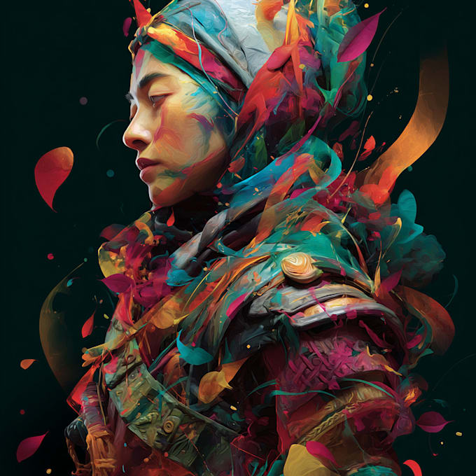 do expressive colorful abstract portraits