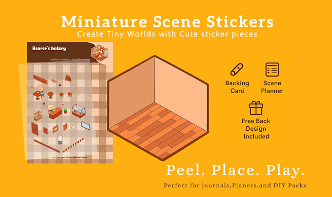 design flat or isometric miniature scene sticker