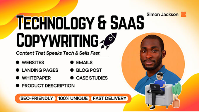 write seo saas, tech copywriting for websites, blogs, emails, b2b lead, startups