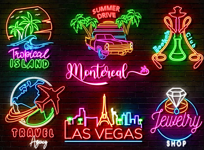 make a custom neon logo, sign, text, icon, glowing effect