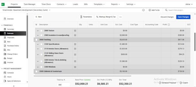 do crm management as well as cost estimation and proposal management