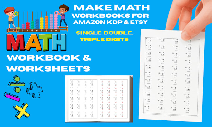 create math workbooks with solutions for KDP and etsy