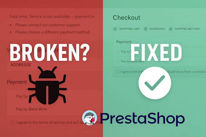 fix your prestashop bugs, errors, and checkout issues fast