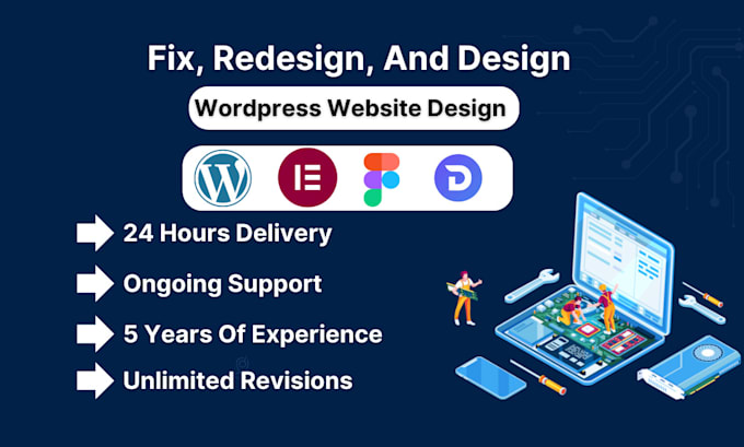 design, redesign, revamp, wordpress website, fix, troubleshooting, optimization