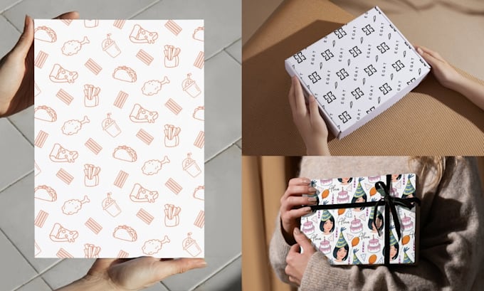 design seamless patterns for wrapping tissue, wrapping paper