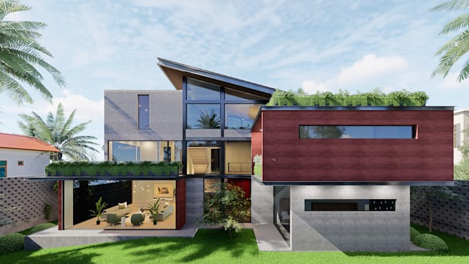 architectural 3d modeling exterior house, commercial rendering and visualisation