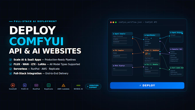 deploy comfyui serverless api with flux, wan, ltx and a custom website
