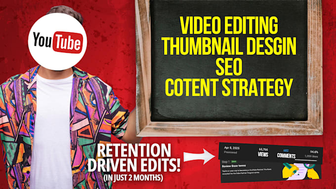 be your youtube channel manager for editing, SEO and thumbnails