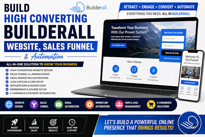 build a high converting builderall website, builderall sales funnel, automation