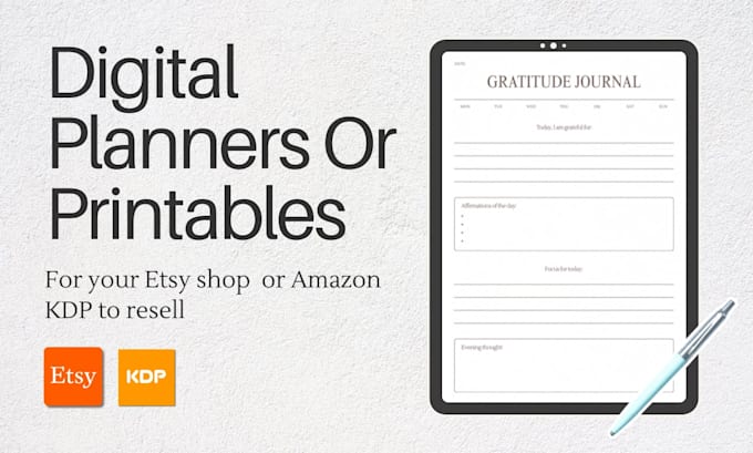 design digital planner for etsy shop, digital journal and tracker