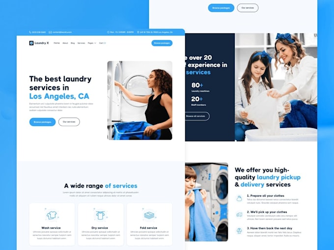 create laundry service website, logistics website, home service website