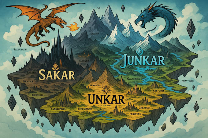 fantasy map illustration vector event map design tourist map dnd world city map