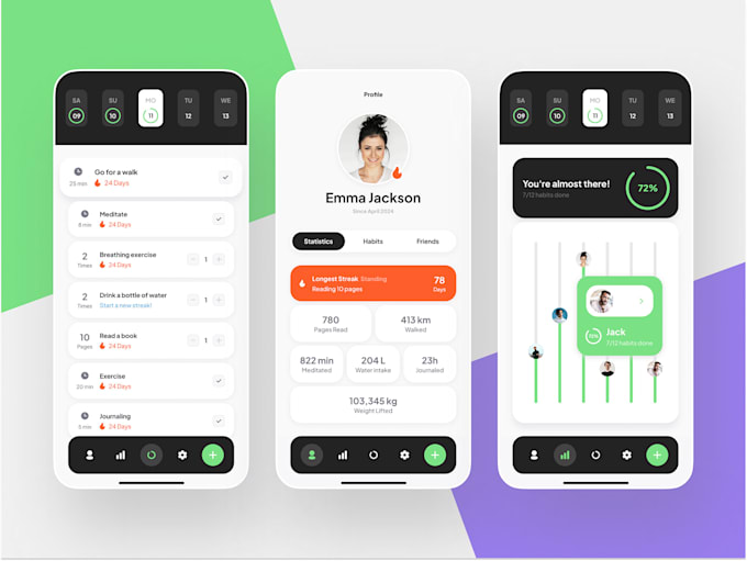build a self care app, self improvement app, habit tracker app