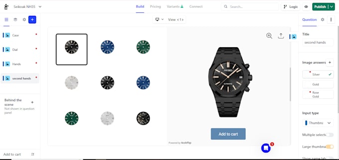customize and configure watch on shopify kickflip and zakeke, wordpress