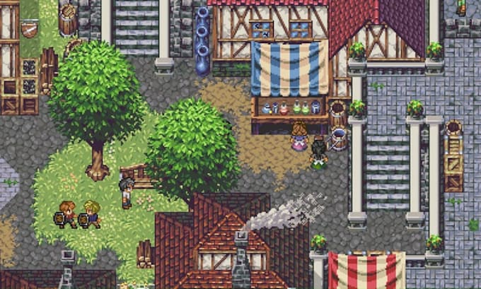 do pixel art tileset, rpg maker, top down pixel tilemap, game art, game assets