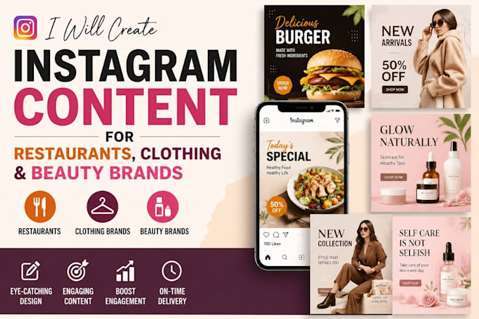 create instagram content for restaurants and clothing with beauty brands
