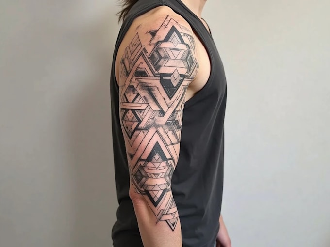 create sleeve tattoo design in geometric style