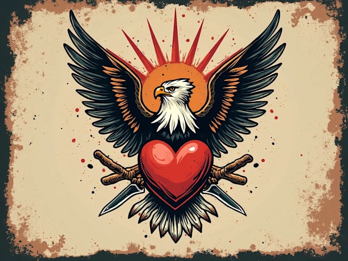 draw american traditional tattoo for your brand