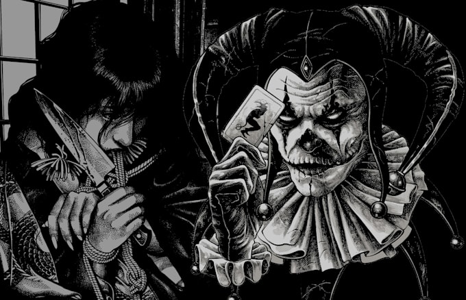 create realistic dark art horror illustrations