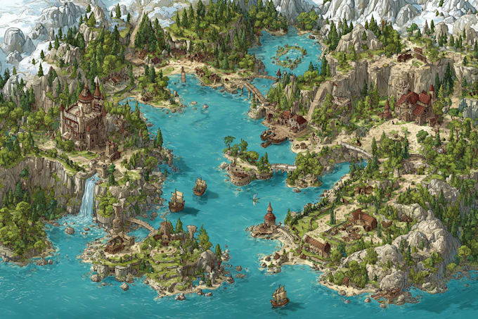 fantasy map illustration dnd map world map design