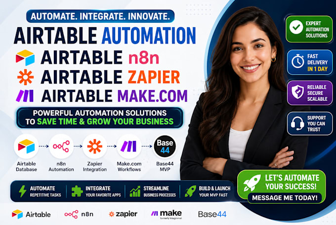 airtable n8n, airtable zapier, airtable automation airtable make com, base44 mvp