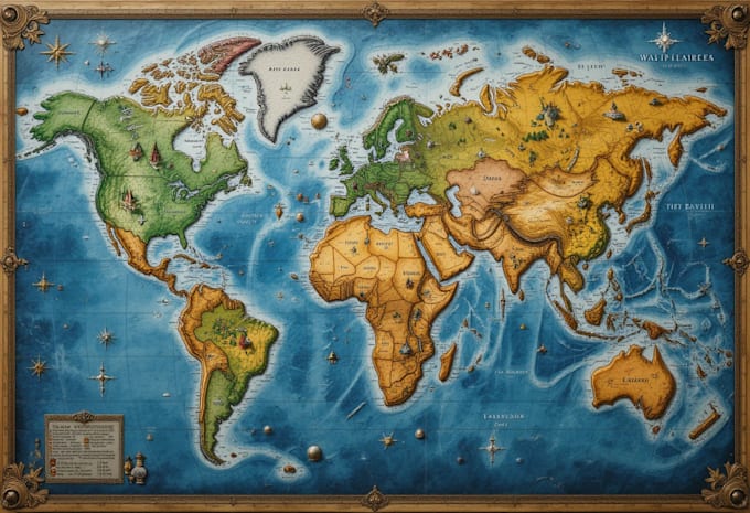 make a magical fantasy world map with full color