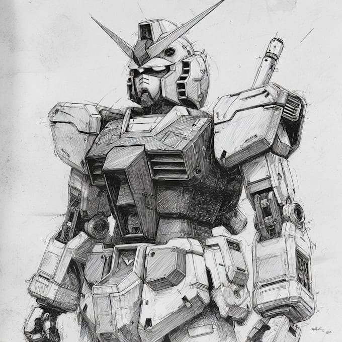 draw gundam, transformers, mecha robot in anime