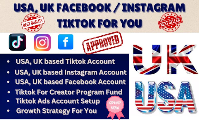 create usa tiktok account us tiktok aacount, tiktok ads account, usa instagram