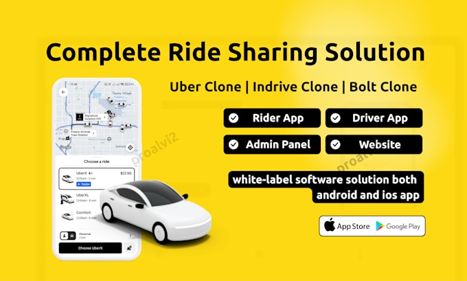 develop a white label rideshare app like uber bolt indrive clone