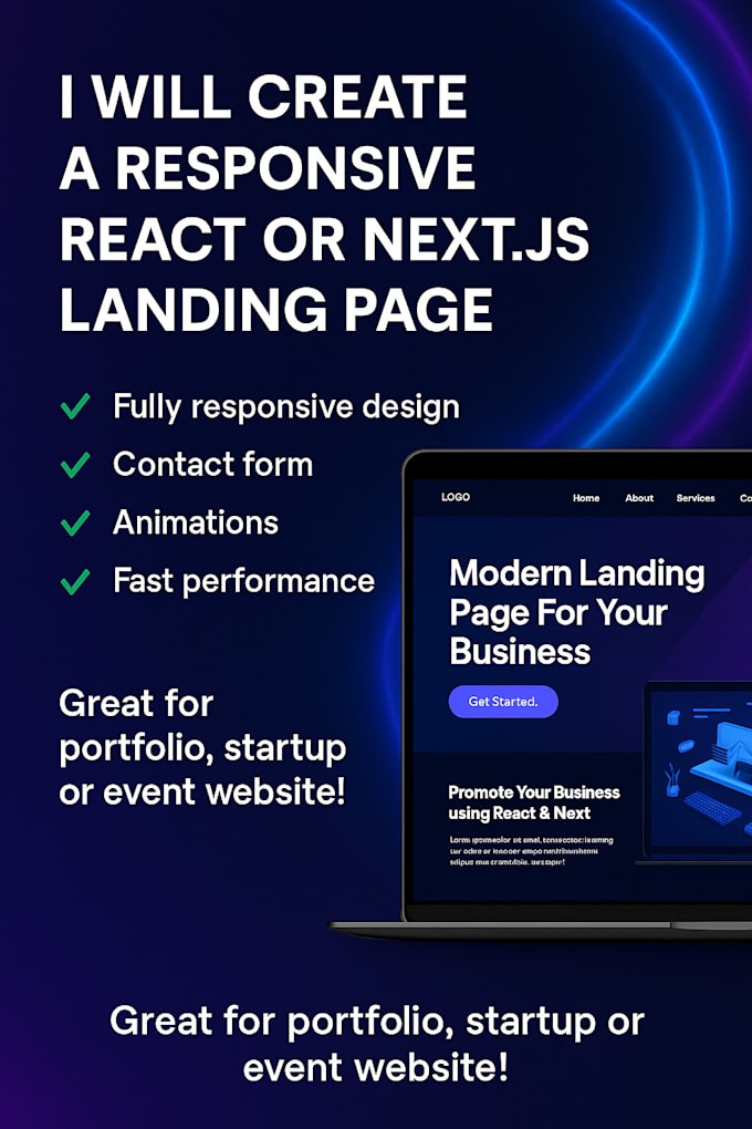 build a responsive react or nextjs landing page