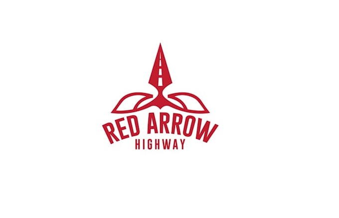 design unique red arrow highway logo