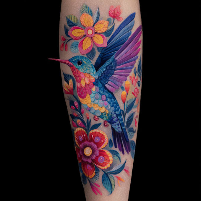 create colorful custom tattoo design, tattoo sleeve