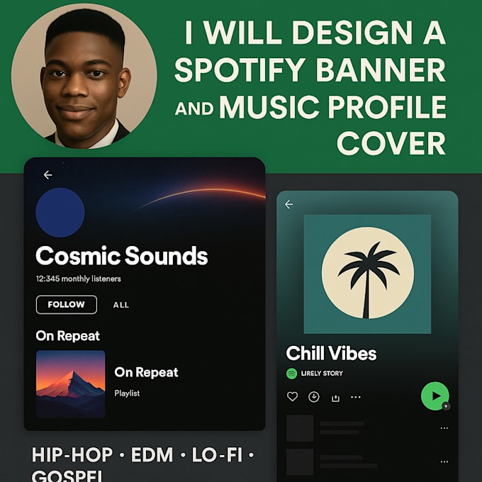 design a professional spotify banner and music profile cover