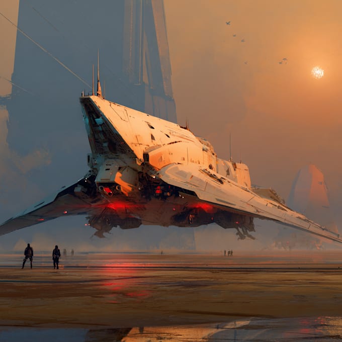create spaceship concept art for you