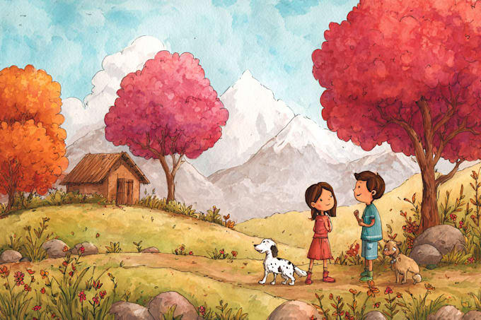 draw digital watercolor children book illustration